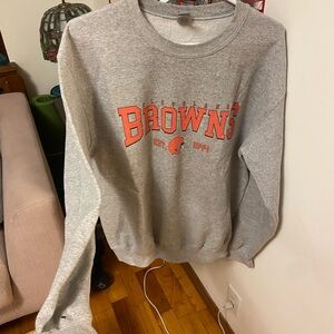 Gildan Gray and Orange Women's Crew Neck Sweater